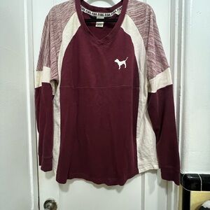 PINK Victoria's Secret Burgundy and White Top